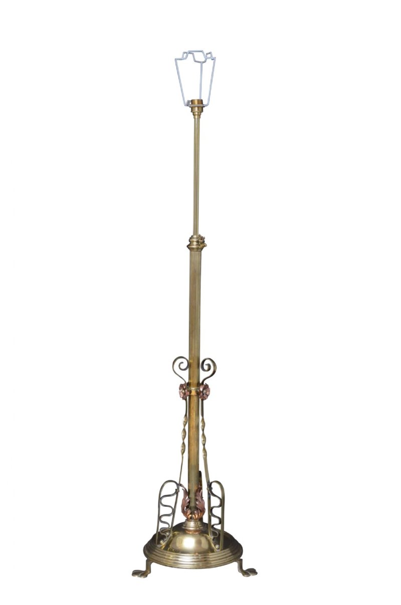 Art Nouveau Brass Floor Standard Lamp Height Adjustable - Image 2